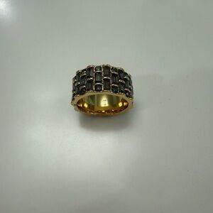 Bomb Party Ring Gold and Black Ring with Gem Accents